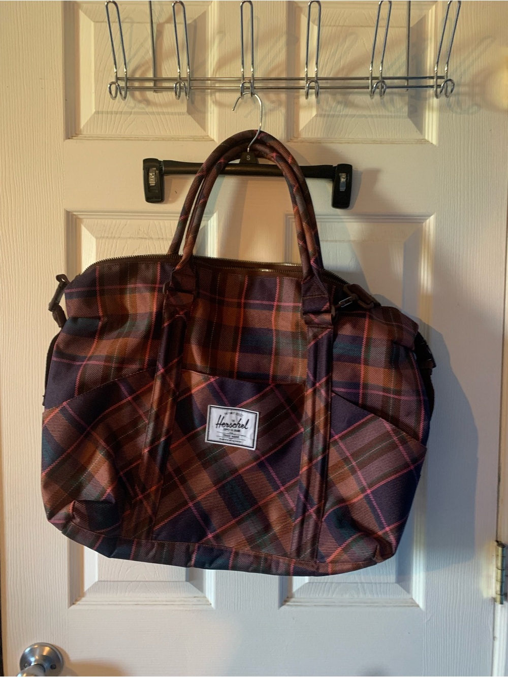 Herschel Supply Company Plaid Diaper Bag - Burgundy, Navy, Rust